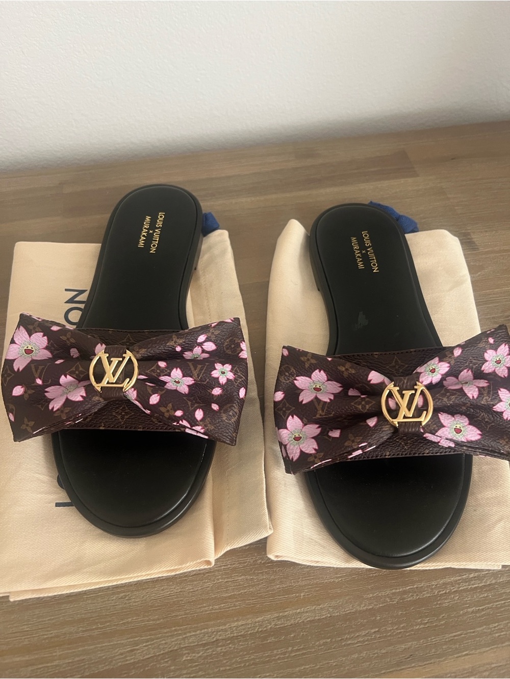 Louis Vuitton × Takashi Murakami Lily Flat Mule in Sakura Brown size 38